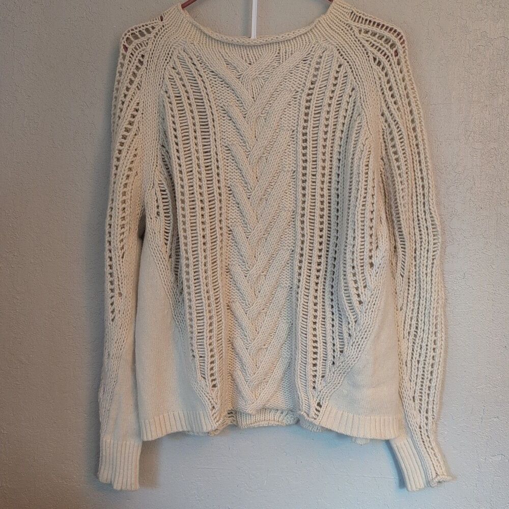 Woolrich Women's Vintage 80s Knitted Sweater Cream Large Lambswool Blend